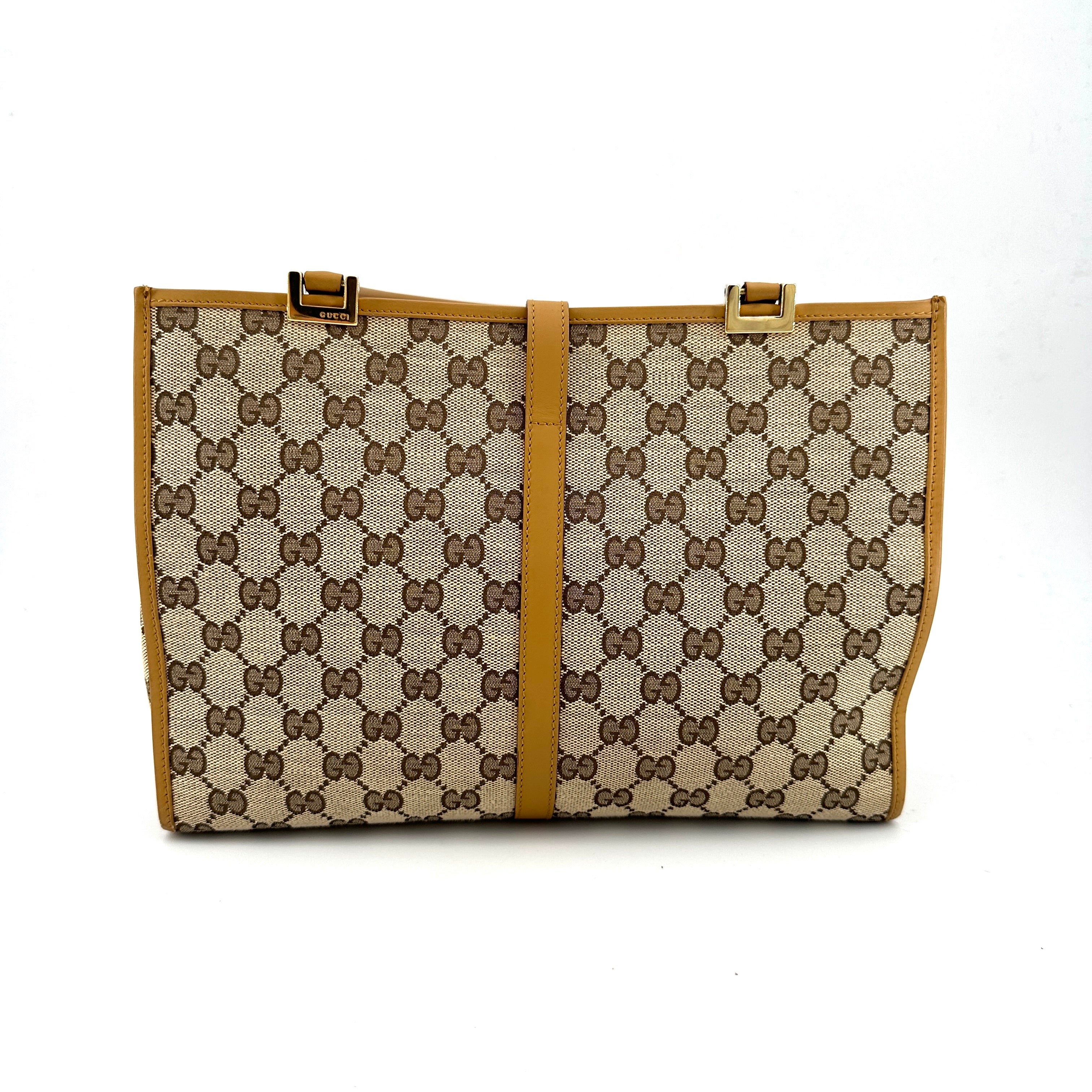 Sac cabas vintage Gucci en cuir et toile bordeaux Jackie