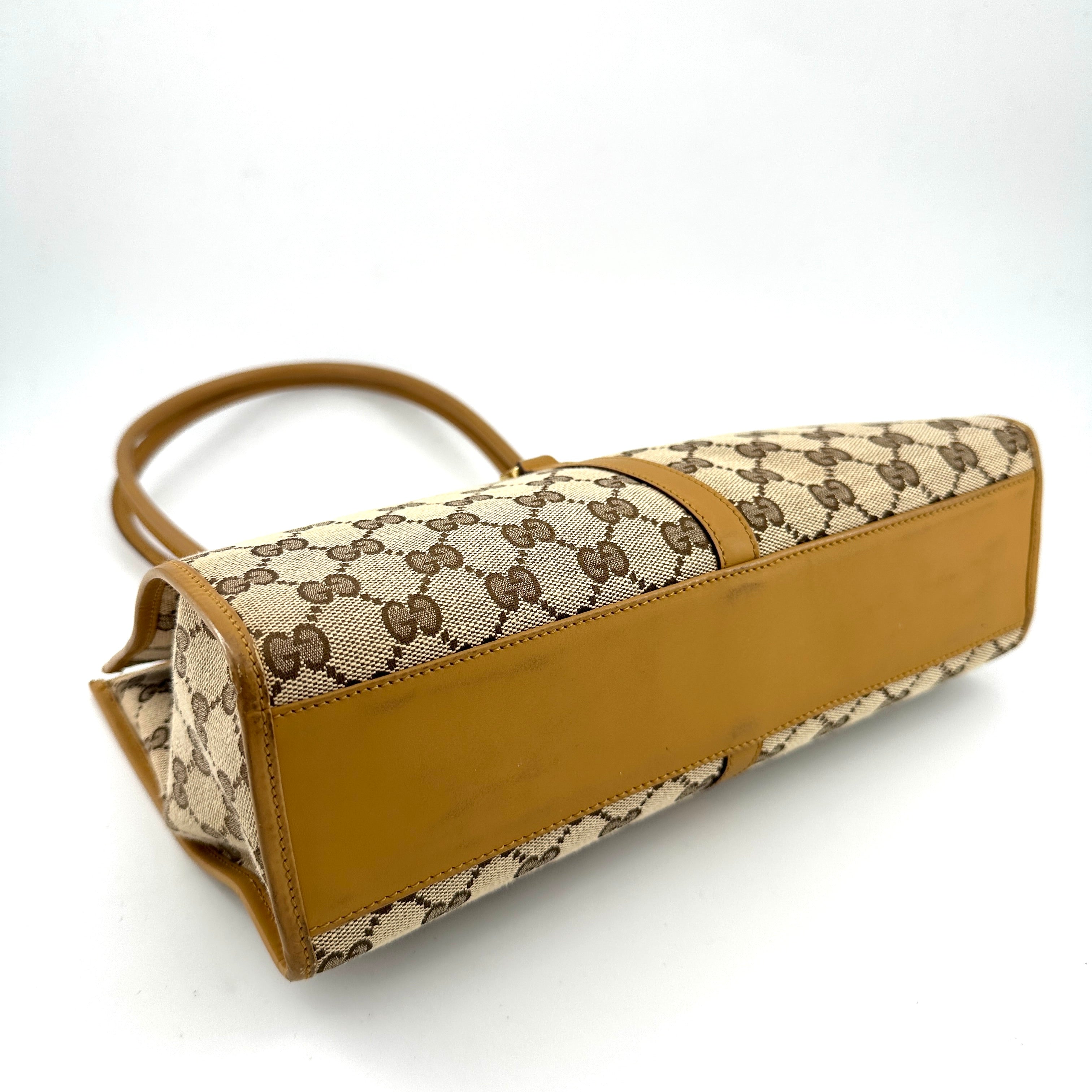 Sac cabas vintage Gucci en cuir et toile bordeaux Jackie