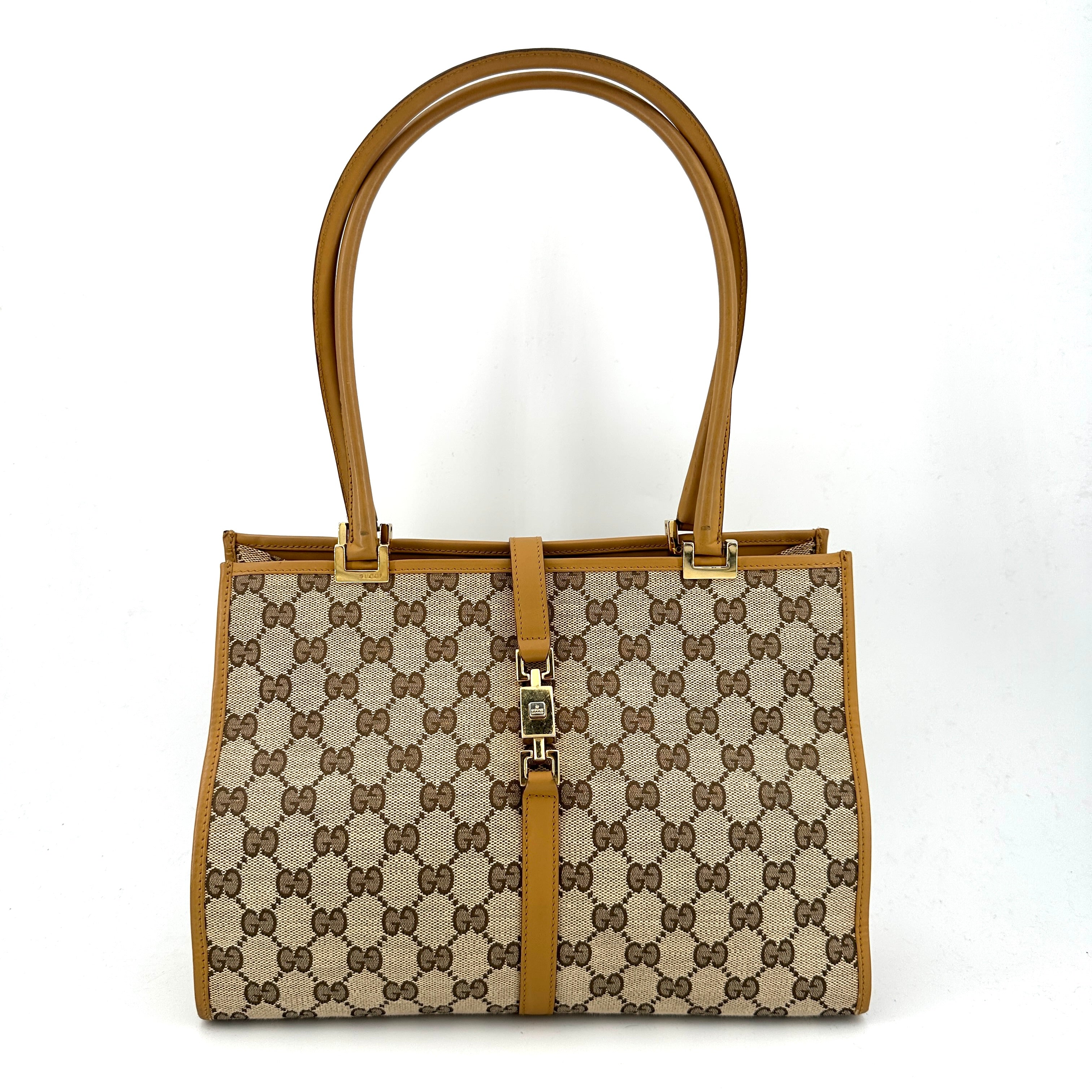 Sac cabas vintage Gucci en cuir et toile bordeaux Jackie