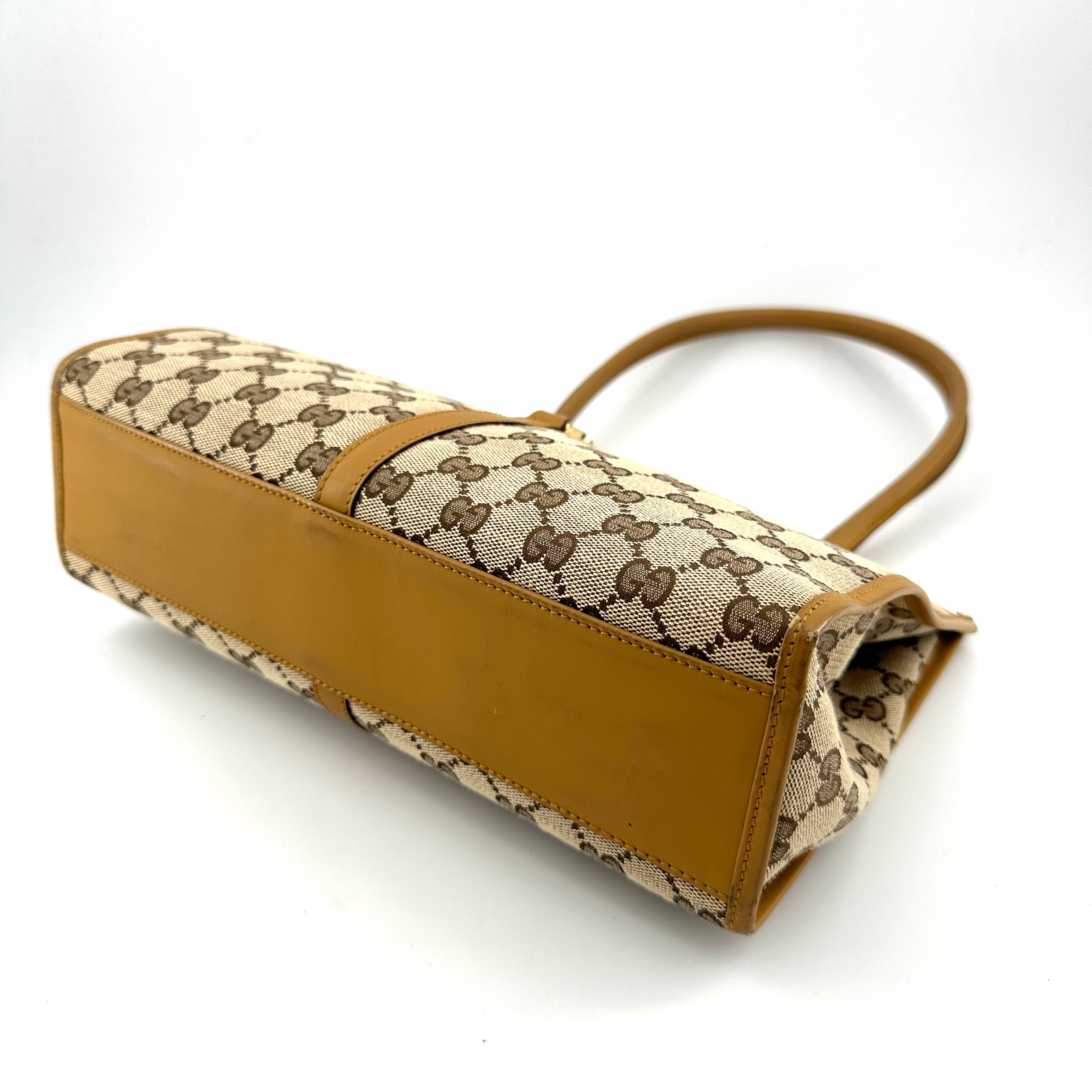 Sac cabas vintage Gucci en cuir et toile bordeaux Jackie
