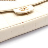 Chanel Chocolate Bar Chain Shoulder Bag Leather Ivory Gold Hardware