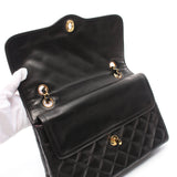 Chanel Matelasse Double Flap Chain Shoulder Bag Lambskin Black Combination Metal Fittings Paris Exclusive