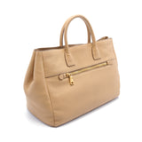 Prada Madras Bag Handbag Tote Leather Beige