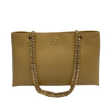 Chanel Tote Bag Beige Leather