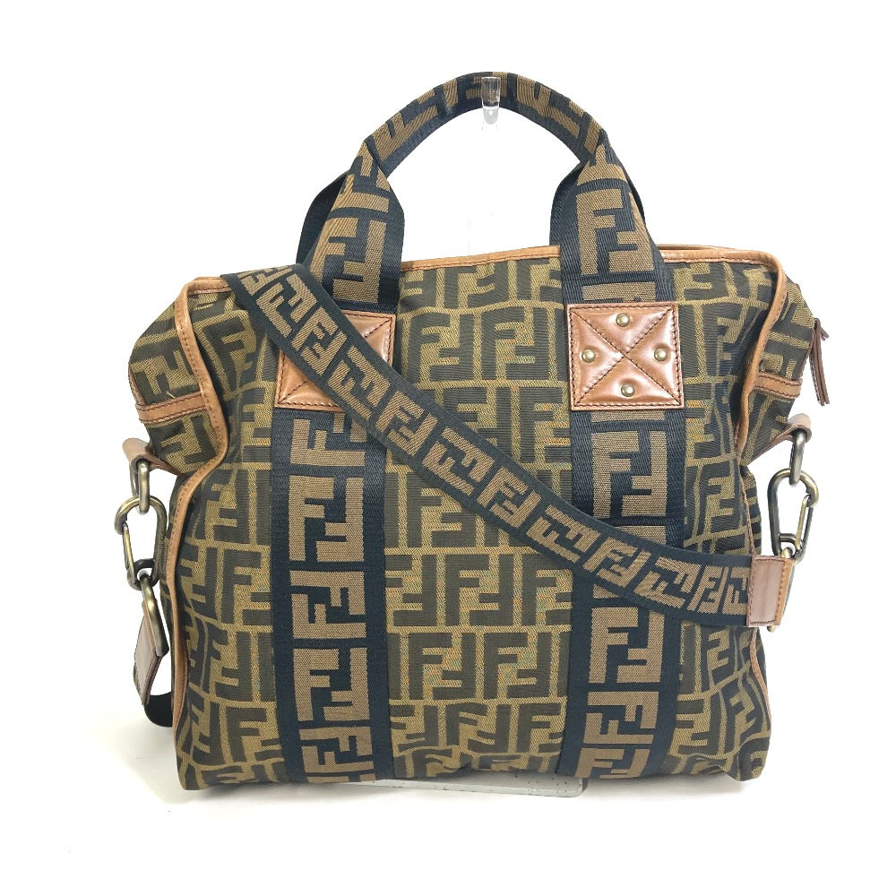 Sac à main Fendi vintage Zukka Ff cuir toile 2-en-1