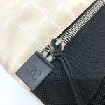 Sac épaule vintage Chanel Cc Coma Mark toile noir et blanc