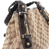 Gucci Gg Canvas Shoulder Bag Leather Beige Dark Brown