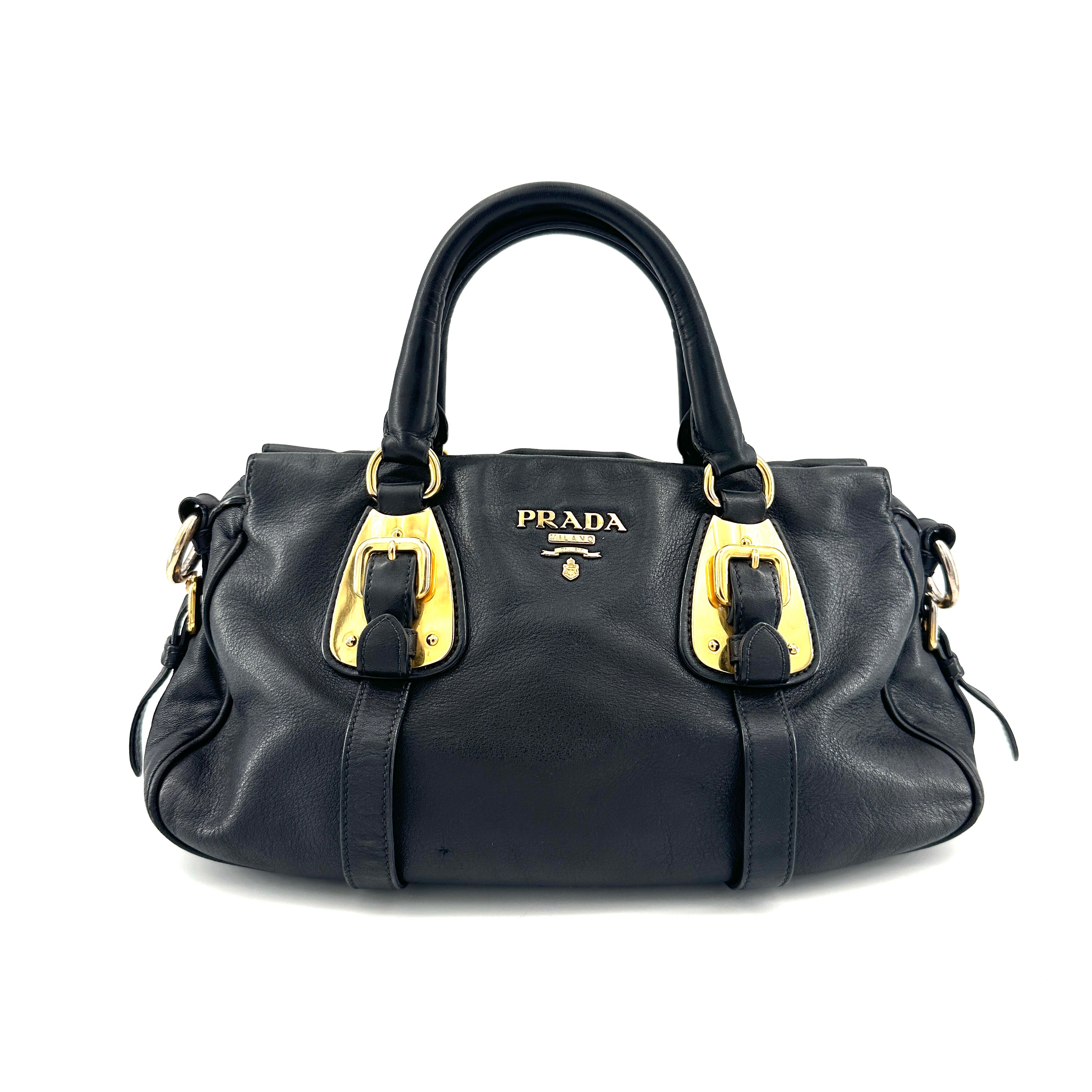 Prada Bauletto vintage en cuir noir