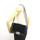 Chanel Boy Chanel Chain Shoulder Bag Lambskin (Sheepskin) Navy Black