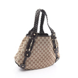 Gucci Gg Canvas Shoulder Bag Leather Beige Dark Brown