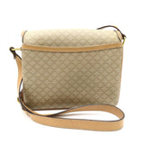 Celine Shoulder Bag Coated Canvas Leather Beige