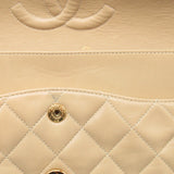 Chanel Matelasse Double Flap Chain Shoulder Bag Lambskin (Sheepskin) Beige Gold Hardware