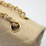 Chanel Matelasse Double Flap Chain Shoulder Bag Lambskin (Sheepskin) Beige Gold Hardware