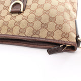 Gucci Abby Gg Canvas Shoulder Bag Leather Beige Dark Brown