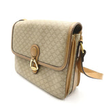 Celine Shoulder Bag Coated Canvas Leather Beige