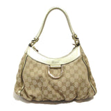 Gucci One Shoulder Bag Leather Canvas Beige Gold