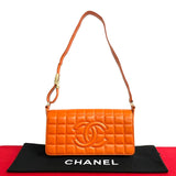 Chanel Shoulder Bag Orange Leather