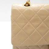 Chanel Matelasse Double Flap Chain Shoulder Bag Lambskin (Sheepskin) Beige Gold Hardware