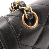 Chanel Matelasse Double Flap Chain Shoulder Bag Lambskin Black Combination Metal Fittings Paris Exclusive