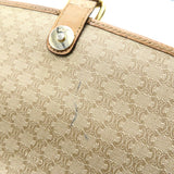 Celine Shoulder Bag Coated Canvas Leather Beige