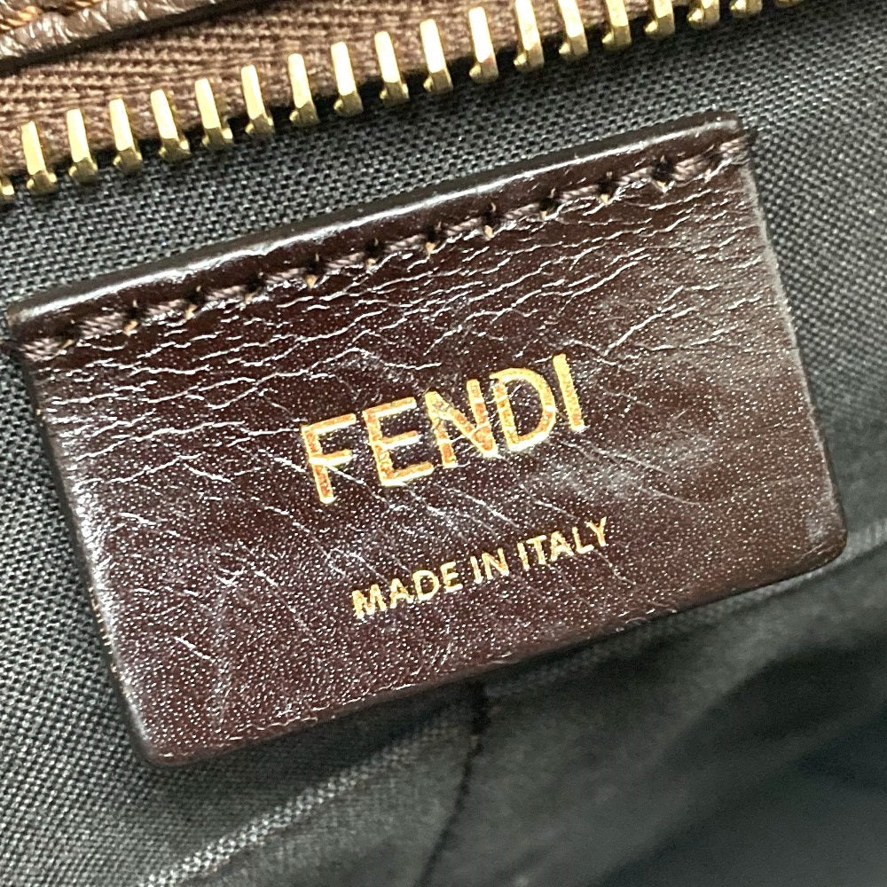 Sac à épaule vintage Fendi 8Bh268 Zukka en cuir brun