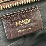 Sac à épaule vintage Fendi 8Bh268 Zukka en cuir brun