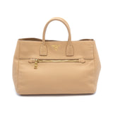 Prada Madras Bag Handbag Tote Leather Beige