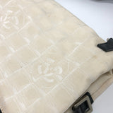 Sac épaule vintage Chanel Cc Coma Mark toile noir et blanc