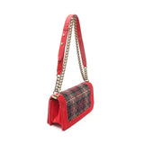 Chanel Boy Chanel Matelasse Chain Shoulder Bag Plaid Wool Velor Green Red Gold Hardware