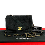 Chanel Shoulder Bag Black Suede