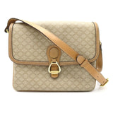 Celine Shoulder Bag Coated Canvas Leather Beige