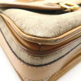 Celine Shoulder Bag Coated Canvas Leather Beige