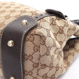 Gucci Gg Canvas Shoulder Bag Leather Beige Dark Brown