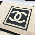 Sac épaule vintage Chanel Cc Coma Mark toile noir et blanc