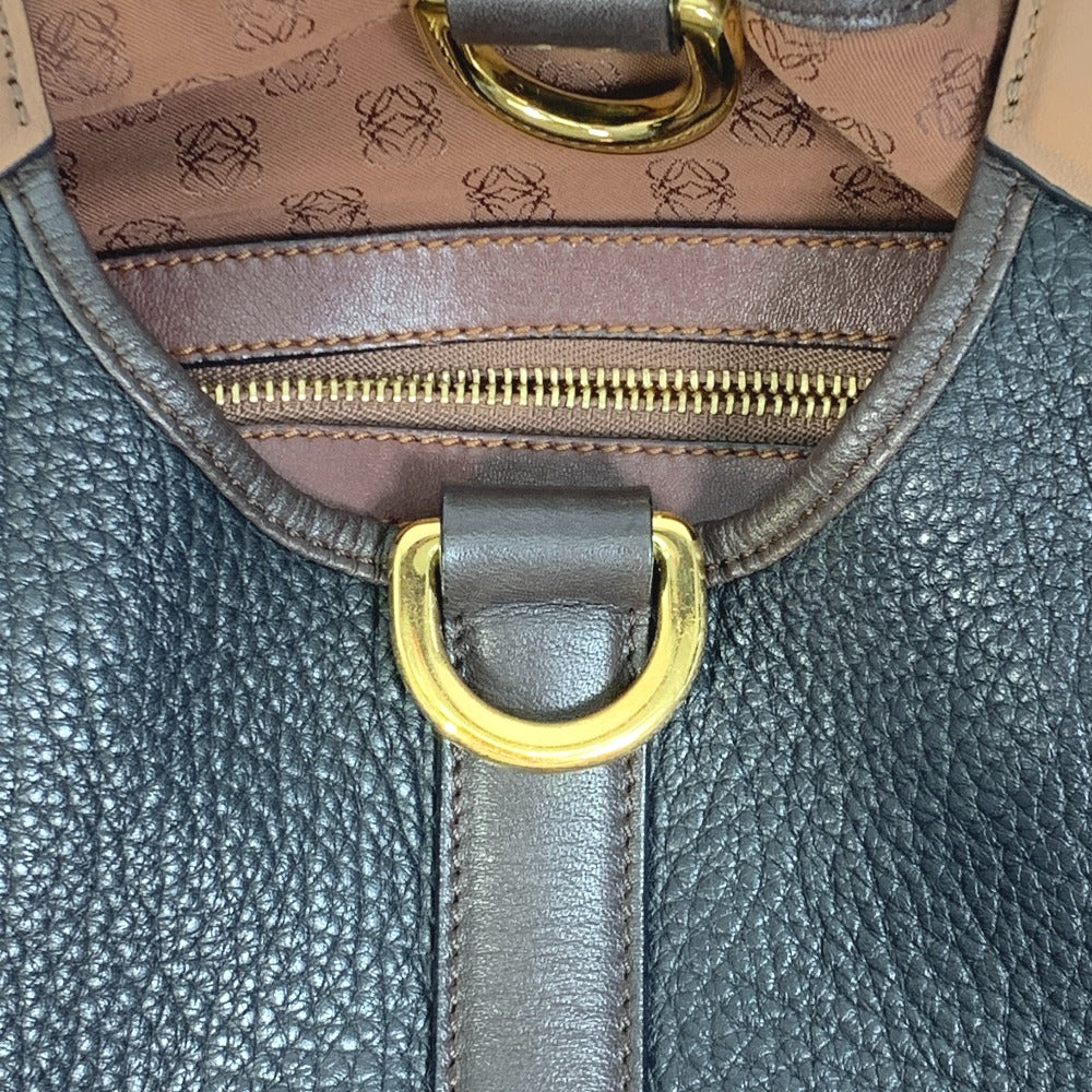 Sac à main vintage Loewe Anagram bicolore en cuir noir