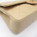 Chanel Matelasse Double Flap Chain Shoulder Bag Lambskin (Sheepskin) Beige Gold Hardware