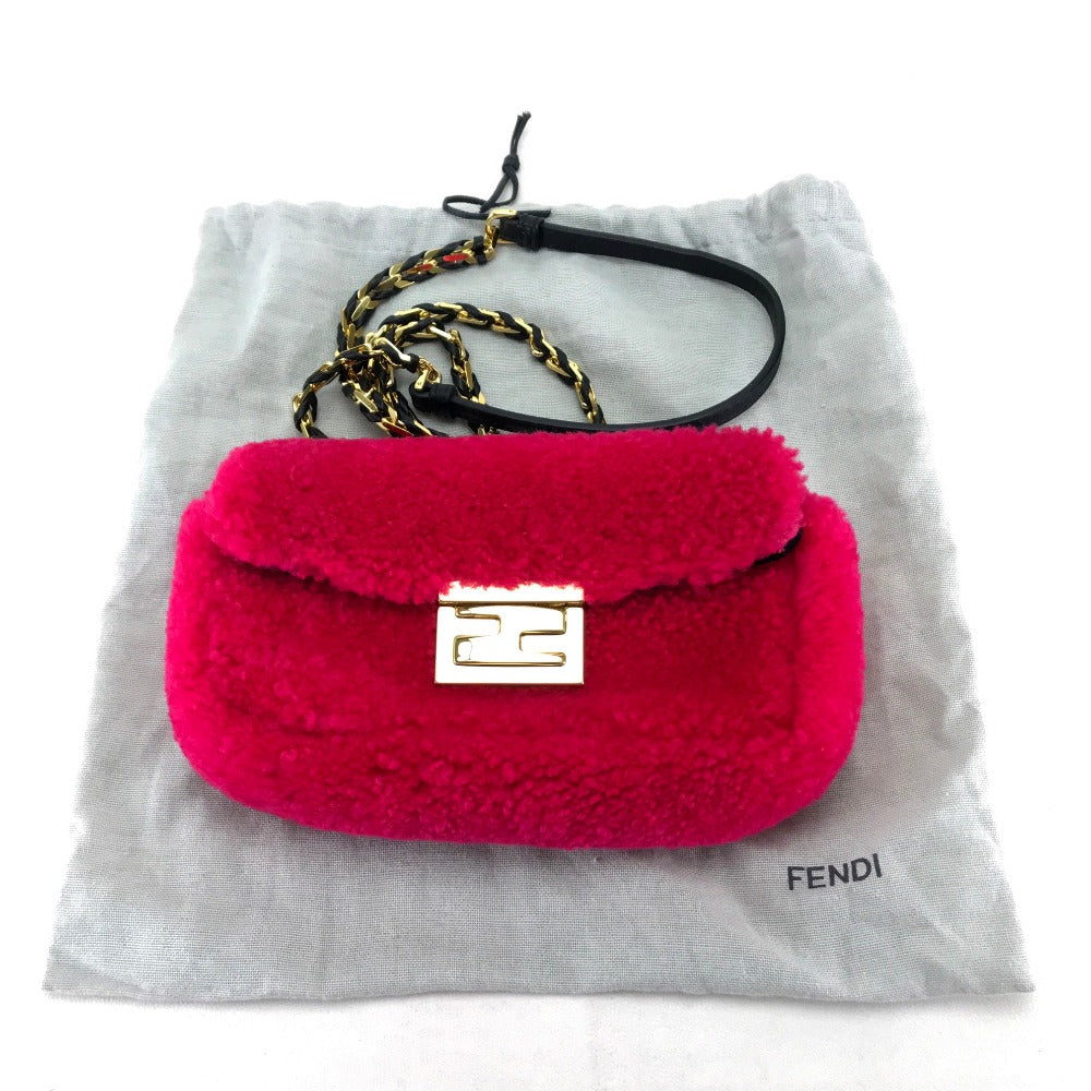 Fendi Mini Baguettes Mouton Vintage Rose Violet Sac À Épaule