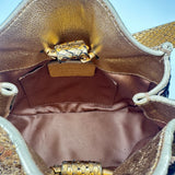 Roberto Cavalli Mini Python Gold bucket bag