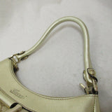 Gucci One Shoulder Bag Leather Canvas Beige Gold