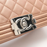 Chanel Boy Chanel Matelasse Chain Shoulder Bag Lambskin Pink Beige Silver Hardware