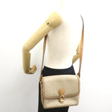 Celine Shoulder Bag Coated Canvas Leather Beige