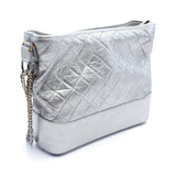 Chanel Gabriel De Chanel Large Hobo Chain Shoulder Bag Leather Silver Combination Metal Fittings Metallic