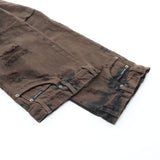 Patchwork Denim Pants Cotton Dark Brown Over Die Processing