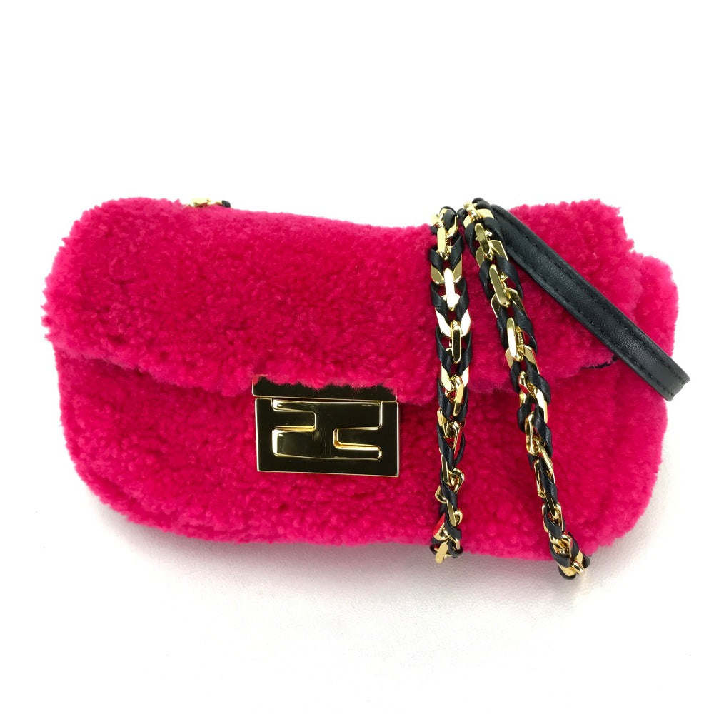 Fendi Mini Baguettes Mouton Vintage Rose Violet Sac À Épaule