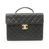 Chanel Matelasse Briefcase Business Bag Caviar Skin Black Gold Hardware