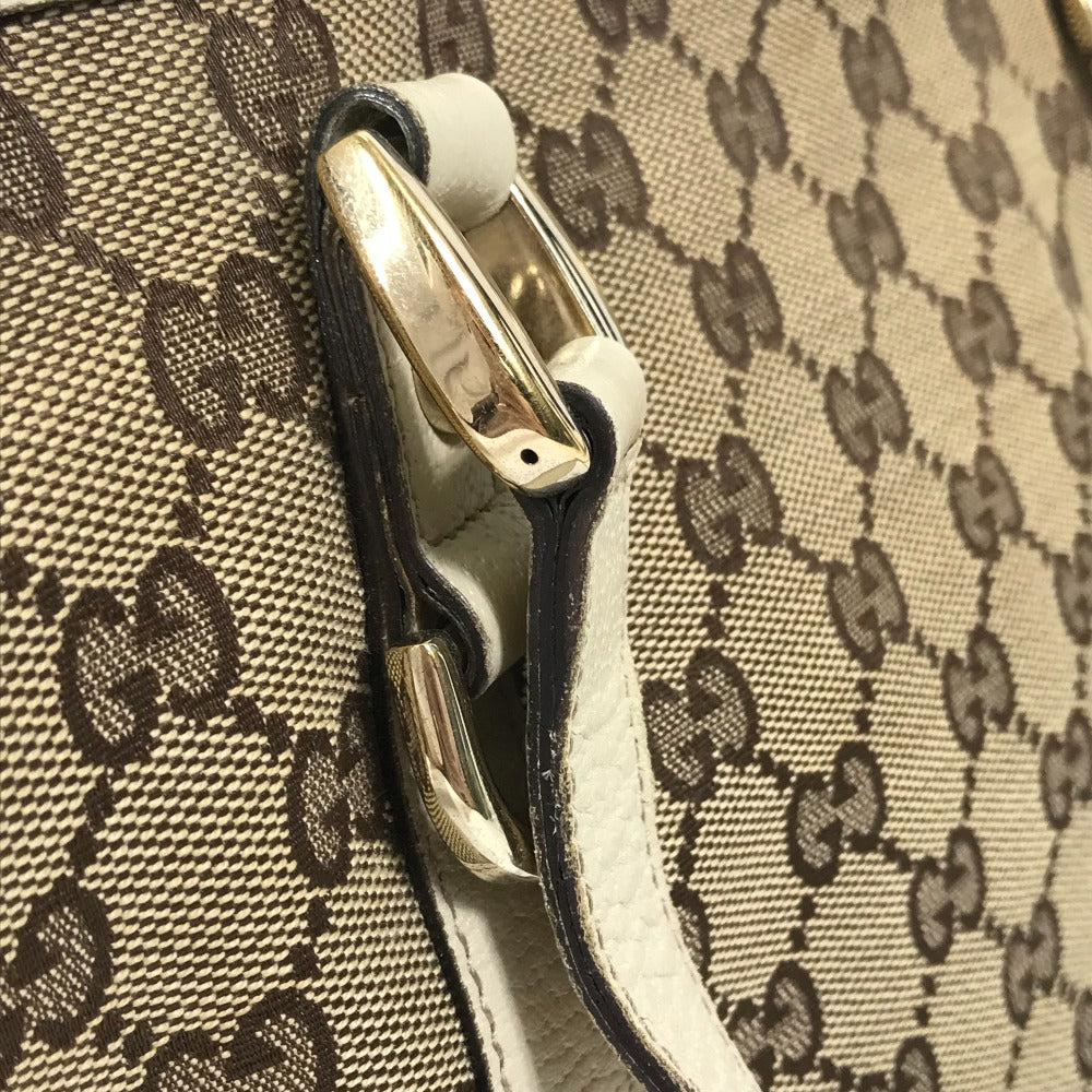 Sac à main vintage Gucci GG en toile et cuir blanc