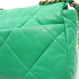 19 Dizeneuf Matelasse Chain Shoulder Bag Leather Green Combination Metal Fittings 2WAY