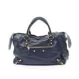 Balenciaga Giant City Handbag Leather Navy