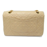 Chanel Matelasse Double Flap Chain Shoulder Bag Lambskin (Sheepskin) Beige Gold Hardware