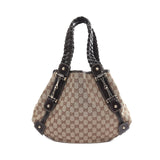 Gucci Gg Canvas Shoulder Bag Leather Beige Dark Brown